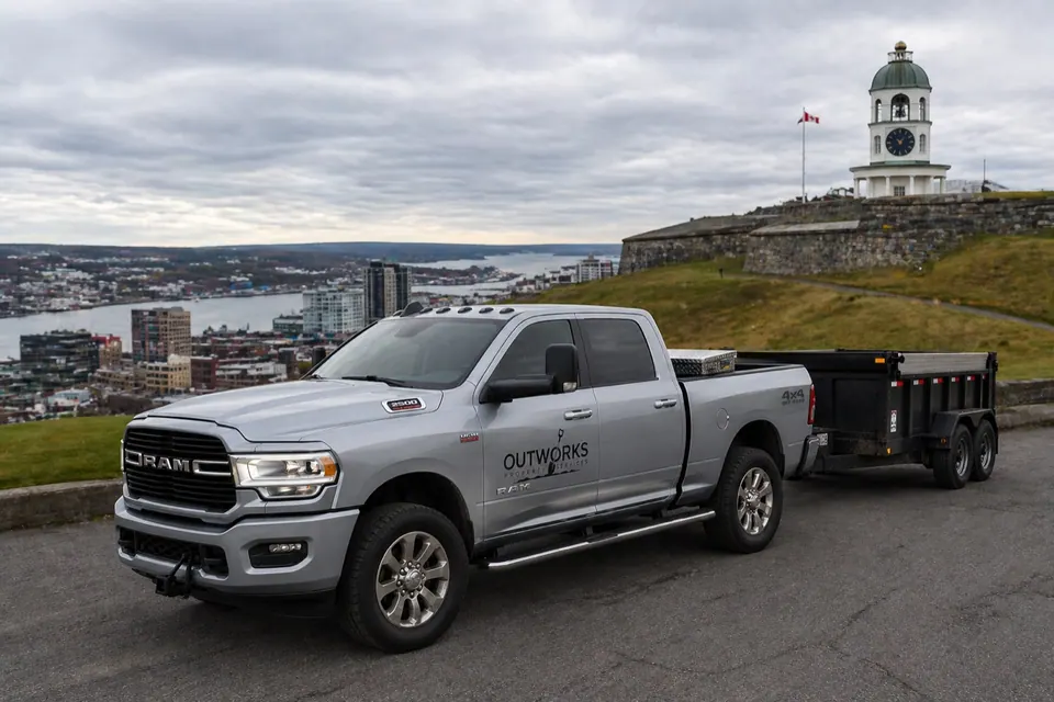 Outworks Property Services truck with Halifax Citadel in the background